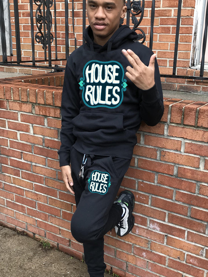 Herren Sportliches Hoodie- und Jogginghose-Set mit dynamischem Schriftzug Echoarchiv