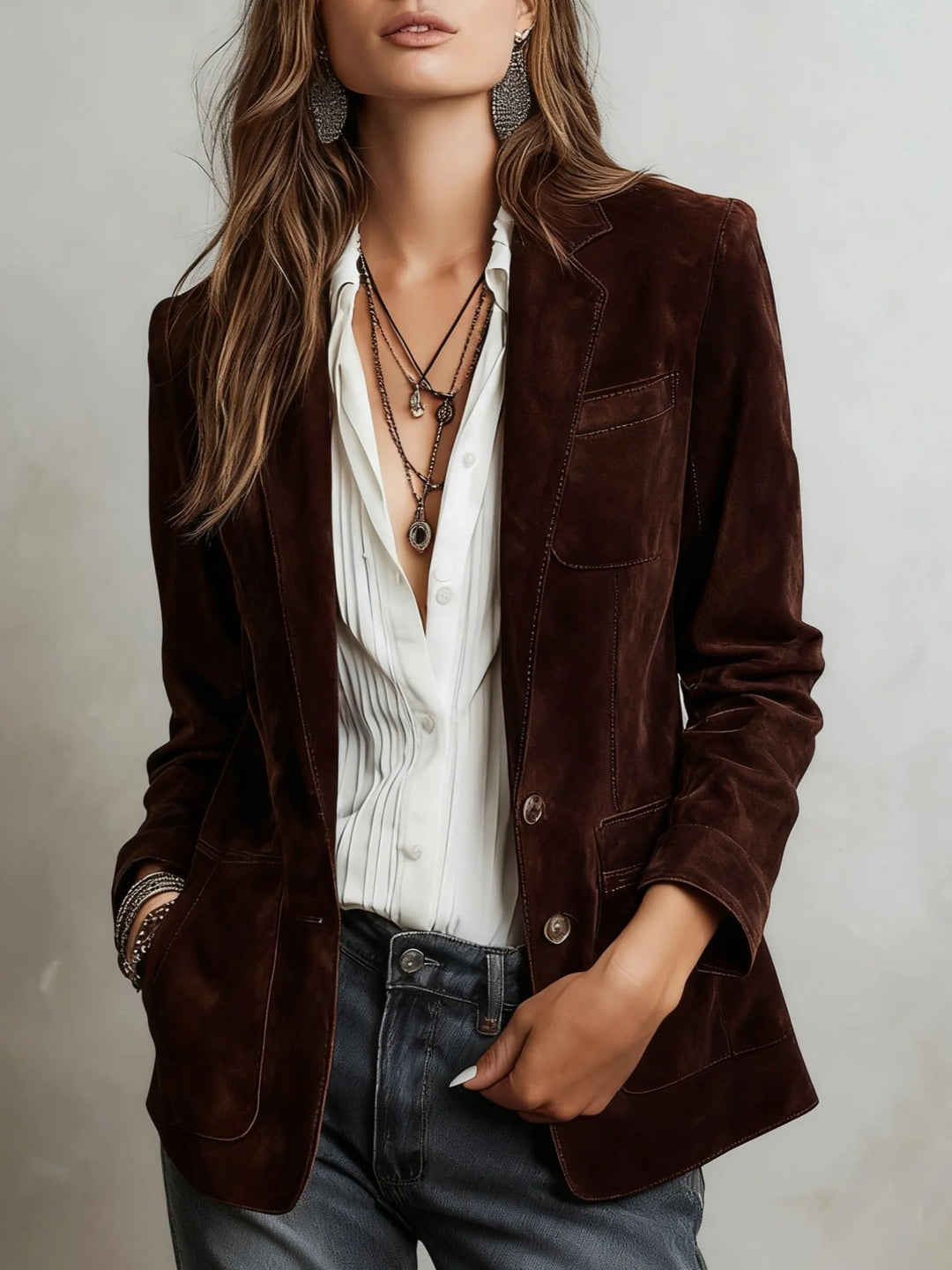 Damen Eleganter Wildlederblazer Echo Archiv