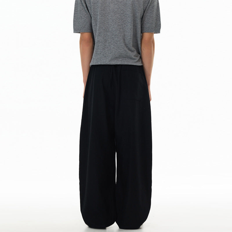 Herren Weite Leinen-Baumwoll-Hose mit Kordelzug und Taschen Echo Archiv