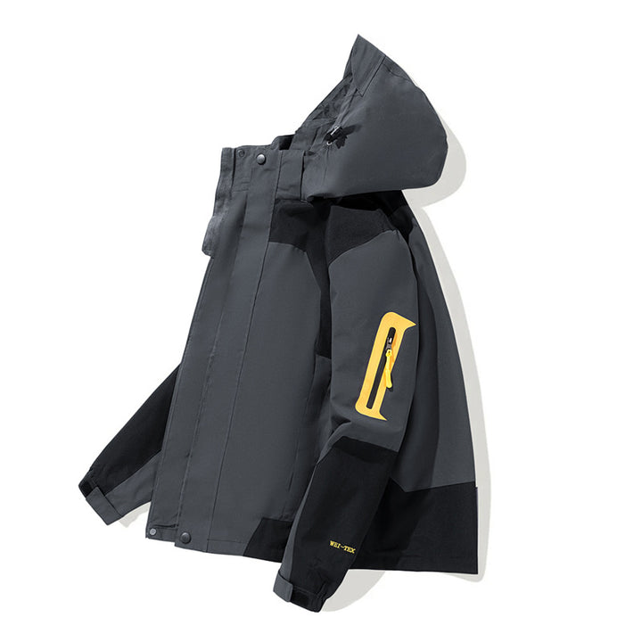 Herren Wasserdichte Softshell-Outdoorjacke mit Kapuze, Ärmel-Reißverschlusstasche und winddichter Membran Echoarchiv