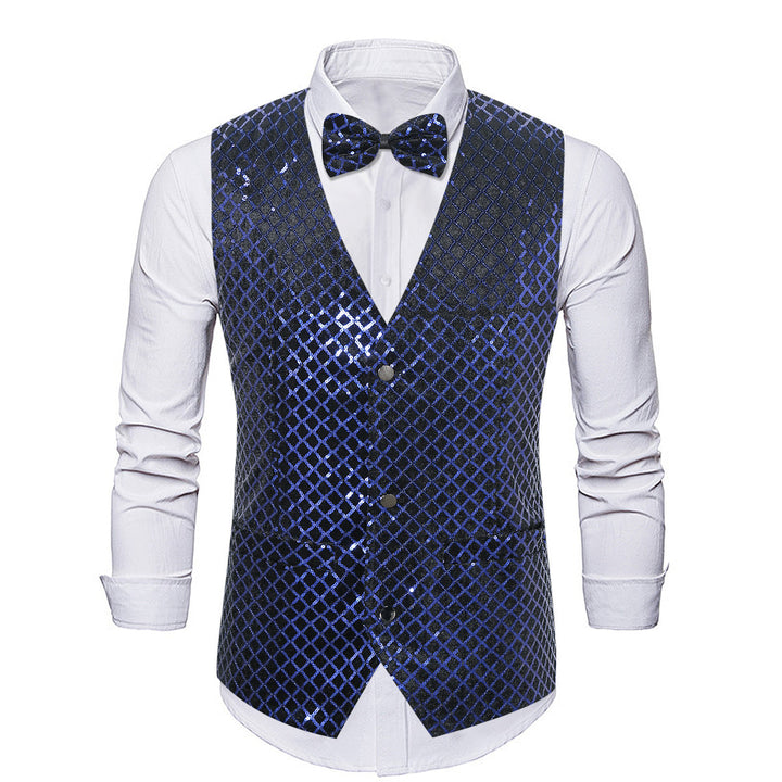 Herren eleganter Pailletten-Blazer mit passendem Fliegenverschluss Echoarchiv