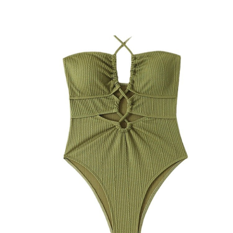 Damen Hochgeschnittener Badeanzug mit Cut-Outs und trendy Riemen Echo Archiv