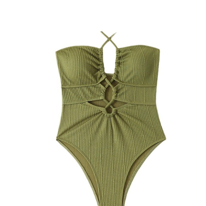 Damen Hochgeschnittener Badeanzug mit Cut-Outs und trendy Riemen Echo Archiv