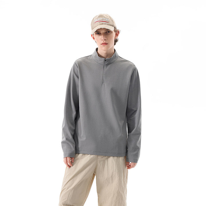 Herren Langärmeliges Halbzip-Sweatshirt mit Stehkragen und weitem Schnitt aus technischem Jersey Echo Archiv