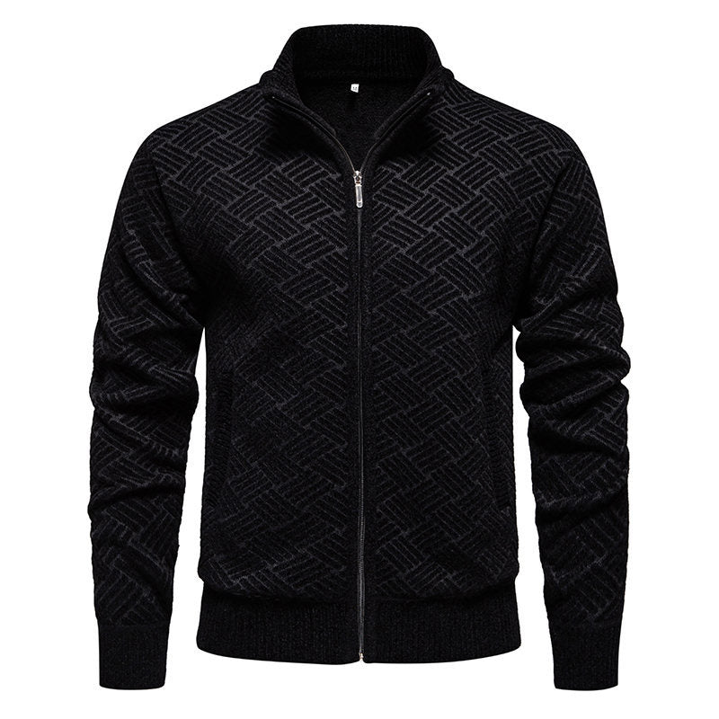 Herren modische Strickjacke mit hochgeschlossenem Kragen und Reißverschluss Echoarchiv