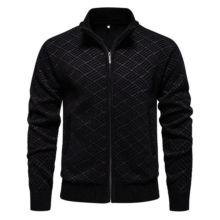 Herren modische Strickjacke mit hochgeschlossenem Kragen und Reißverschluss Echoarchiv