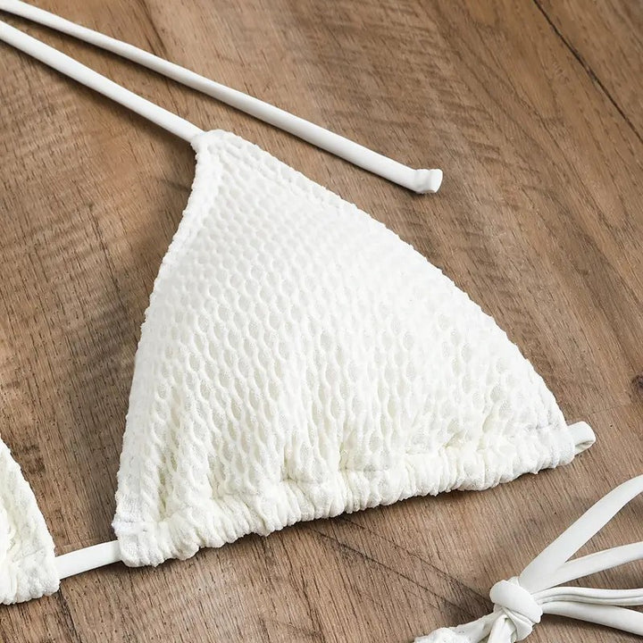 Damen Mesh-Badeanzug mit gebundenem Oberteil und hohem Bund Echo Archiv