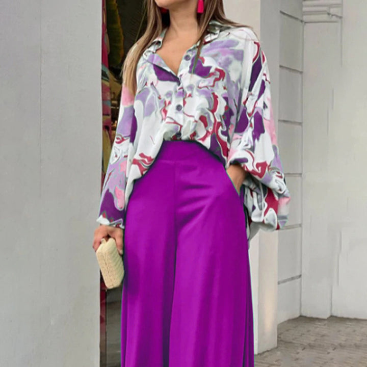 Damen Fließende Highwaist Palazzo‑Hose mit weitem Bein und elegantem Satinfall Echo Archiv