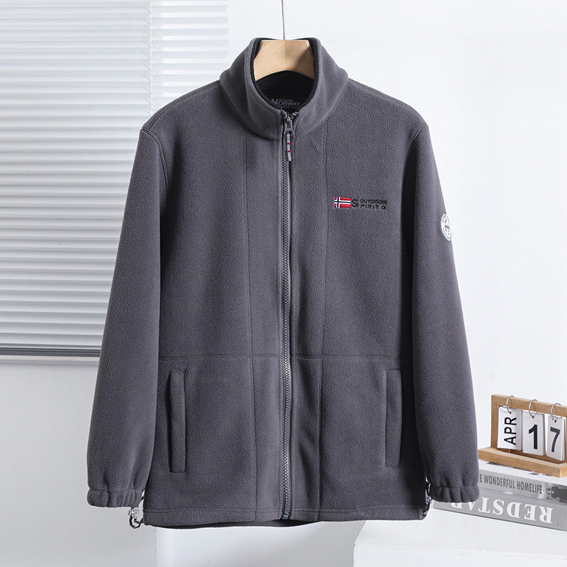 Herren nan Fleecejacke mit Stehkragen, durchgehendem Reißverschluss, zwei Eingrifftaschen und elastischen Bündchen Echo Archiv