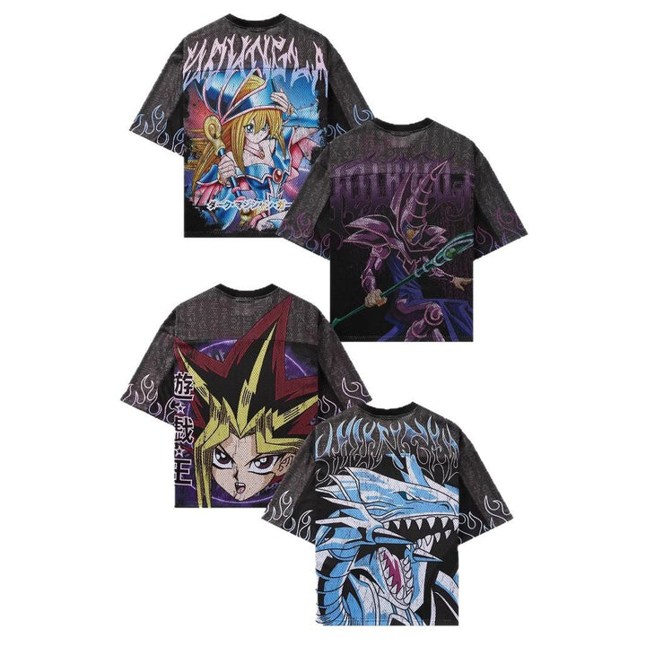 Unisex nan atmungsaktives Netz-Jersey mit großflächigem Anime-Print und V-Ausschnitt Echo Archiv