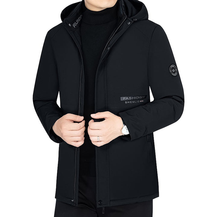 Herren Thermo-Winterkurzmantel mit luxuriösem Kunstfell-Innenfutter und Stehkragen – Marzano