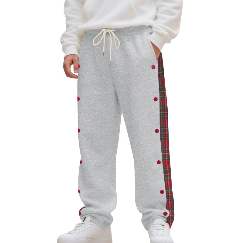 Herren Legere Freizeithose mit Druckknopfdetails und Karomuster Echoarchiv
