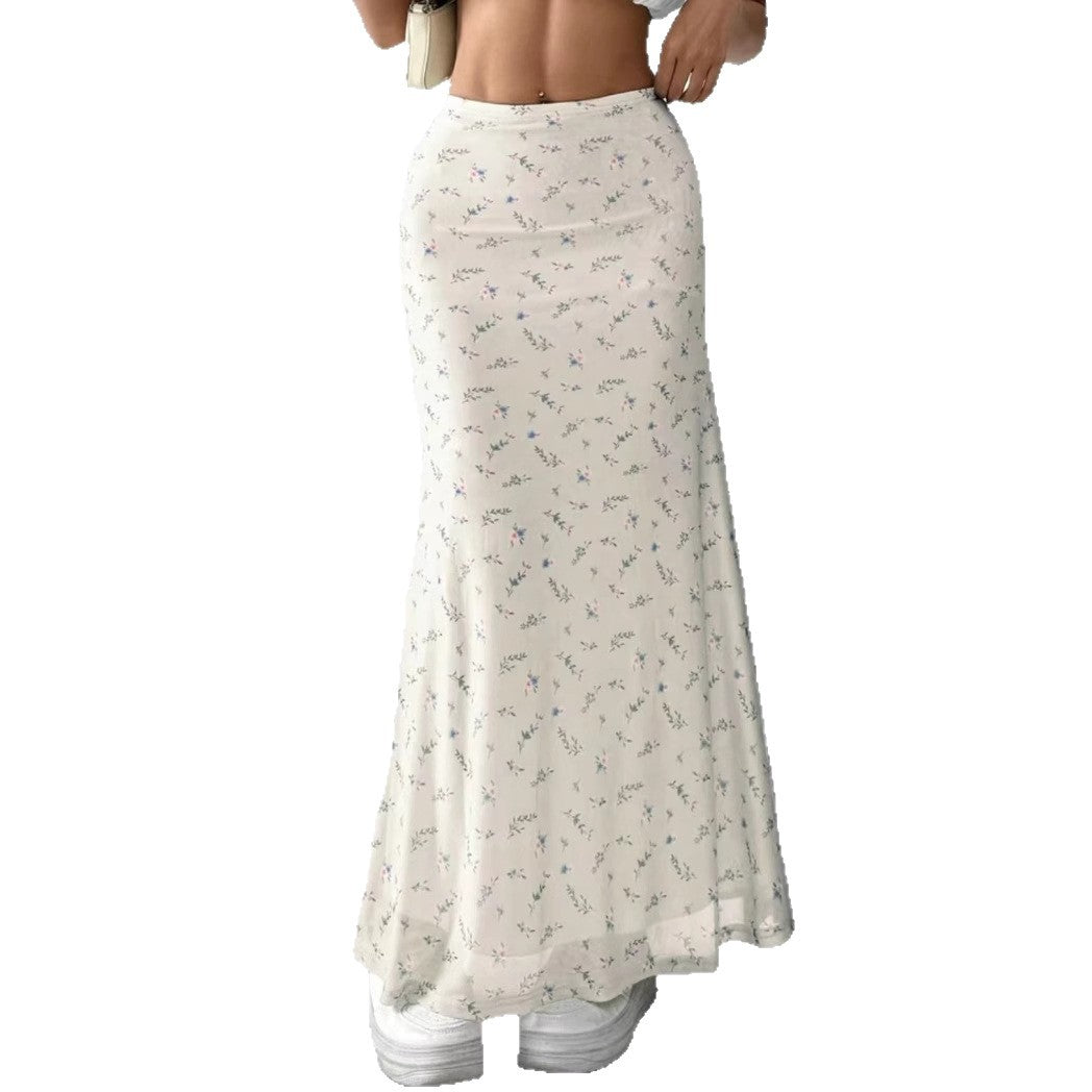 Damen Langrock mit floralen Motiven und fließendem Schnitt Echo Archiv