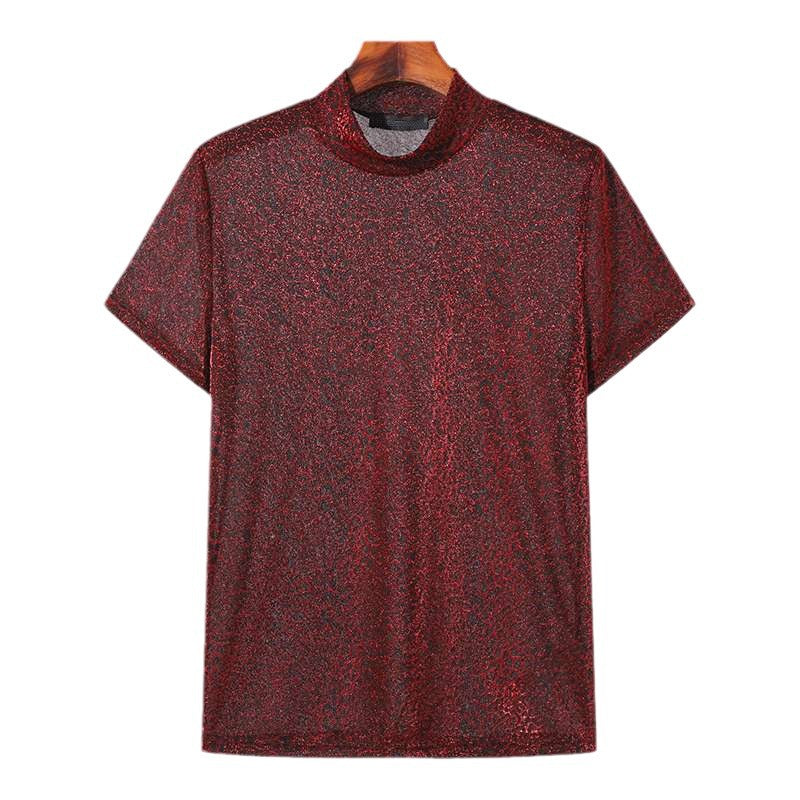 Damen nan schimmerndes Kurzarmshirt mit hohem Rundhalsausschnitt und strukturierter Animal-Print-Optik Echo Archiv