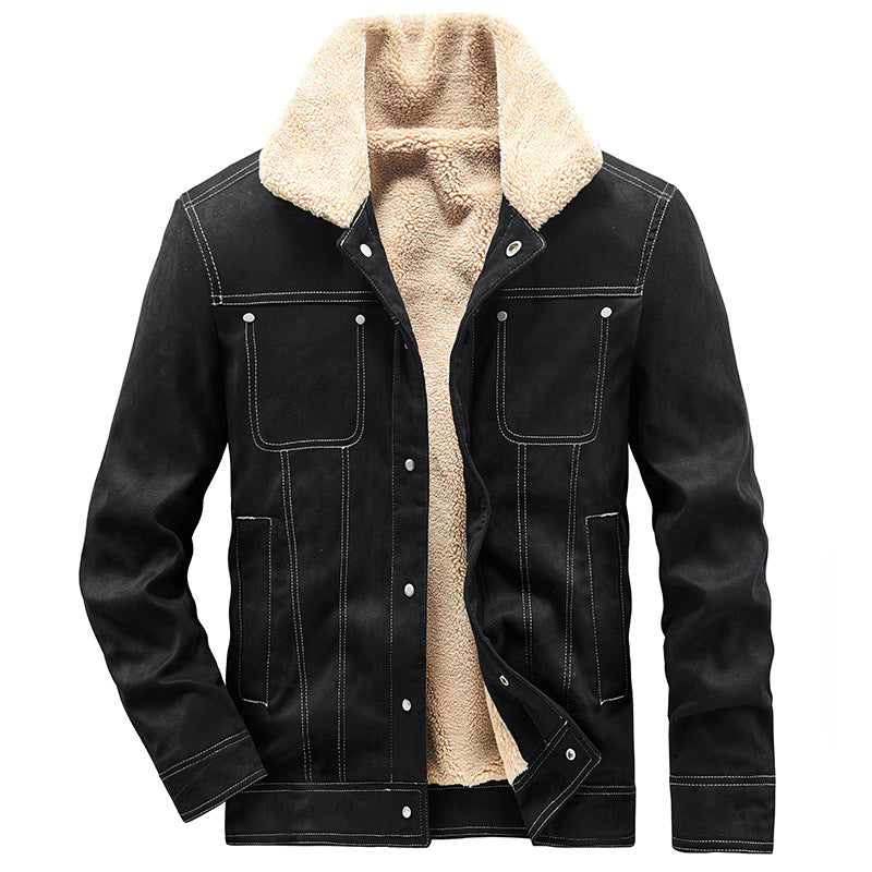 Herren Gefütterte Truckerjacke in Wildlederoptik mit Sherpa-Kragen Echo Archiv