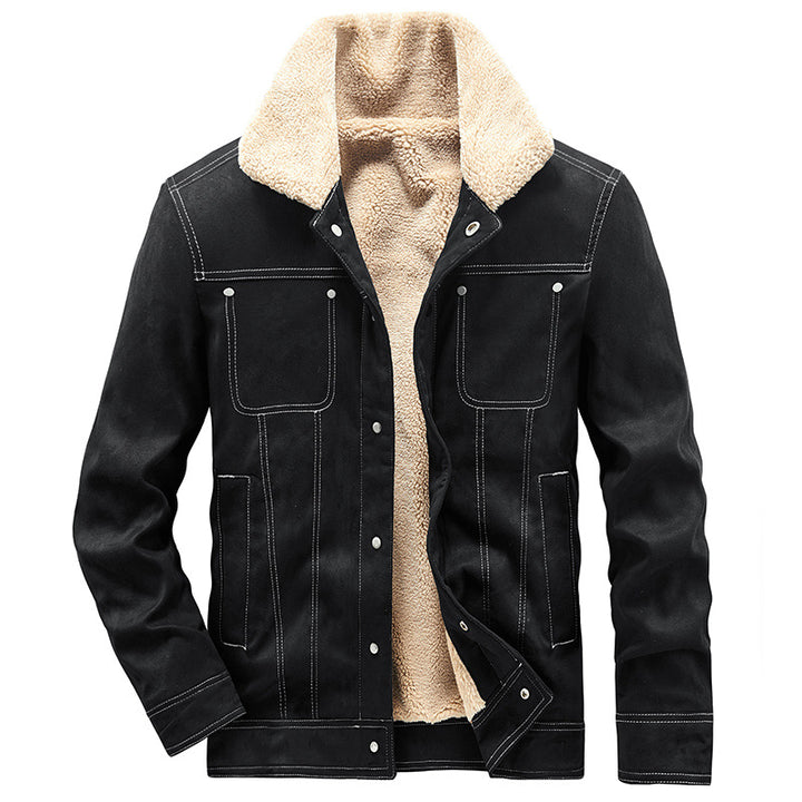 Herren Gefütterte Truckerjacke in Wildlederoptik mit Sherpa-Kragen Echo Archiv