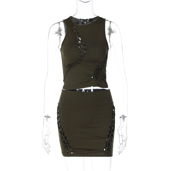 Damen Sportliches Crop-Top und Rock Set Echo Archiv