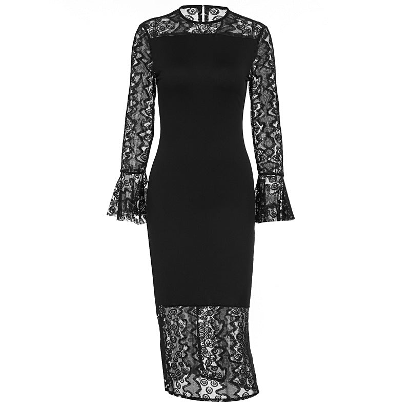 Damen elegantes Spitzenkleid mit weitem Arm und fließendem Saum Echo Archiv