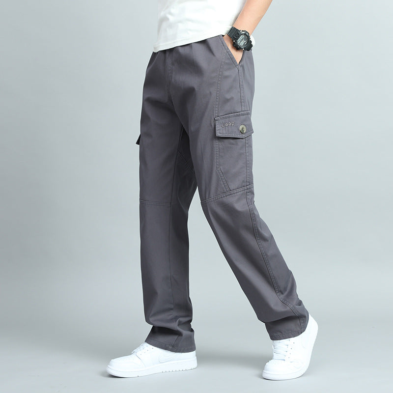 Herren Robuste Canvas-Cargohose mit geradem Bein, Knieabnähern & Klappentaschen Echo Archiv