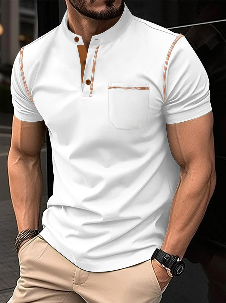 Herren Polohemd mit elegantem Stehkragen und praktischer Brusttasche Echoarchiv