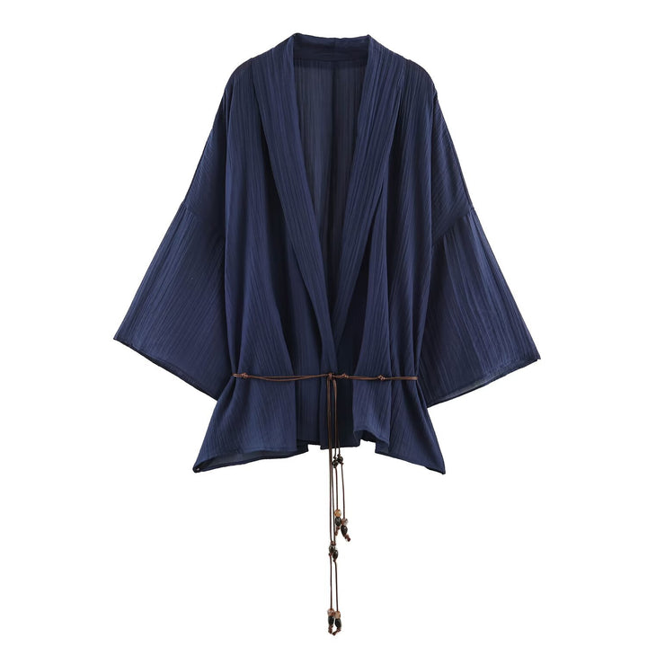 Damen Plissierter Oversize-Kimono mit Hüftkordel und Trompetenärmeln Echo Archiv