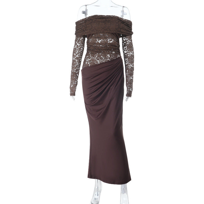 Damen Elegantes Off-Shoulder Kleid mit Spitzenoberteil Echo Archiv