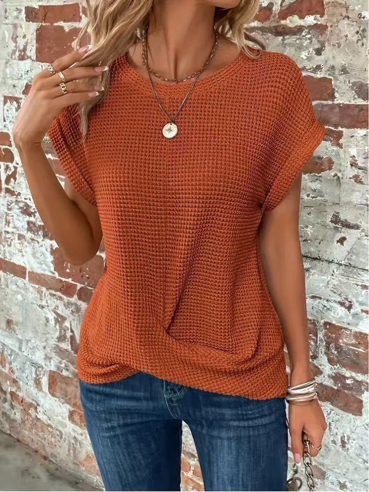 Damen lässiges Waffelpullover mit weichem Stoff und eleganten Ärmeln Echo Archiv