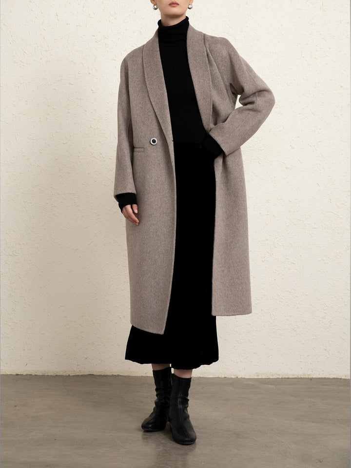 Damen Klassischer Oversized Wollmix Mantel Echoarchiv