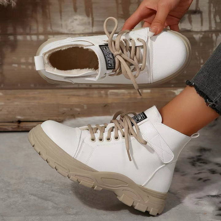 Damen nan modische Plateau-Hightop-Sneaker mit Klettriemen, gepolstertem Komfortfußbett und profiliertem Traktorabsatz Echo Archiv