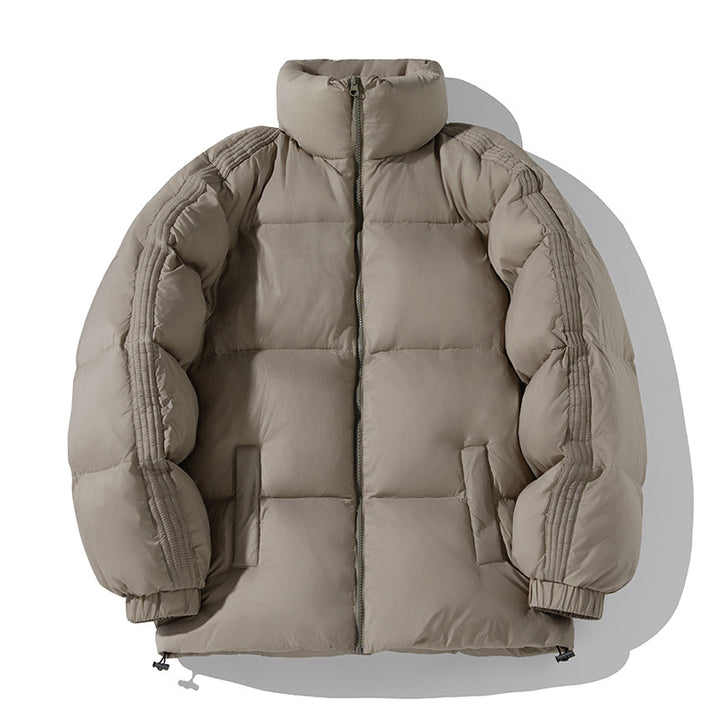 Unisex Oversize-Pufferjacke mit hohem Stehkragen, seitlichen Armreißverschlüssen und Kordelzug Echo Archiv