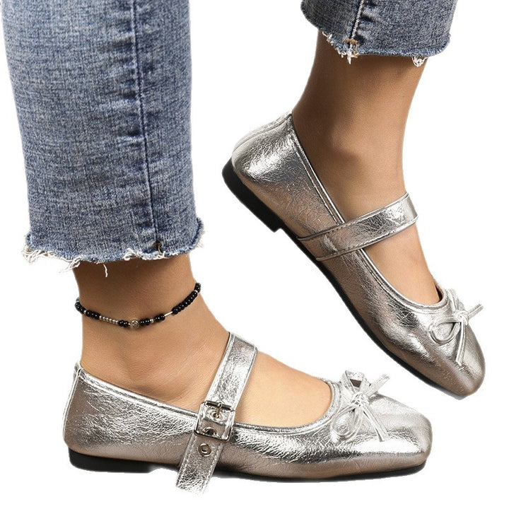 Damen Ballerinas mit Leopardenmuster, verstellbarem Mary-Jane-Riemen und dekorativer Schleife – Lioré