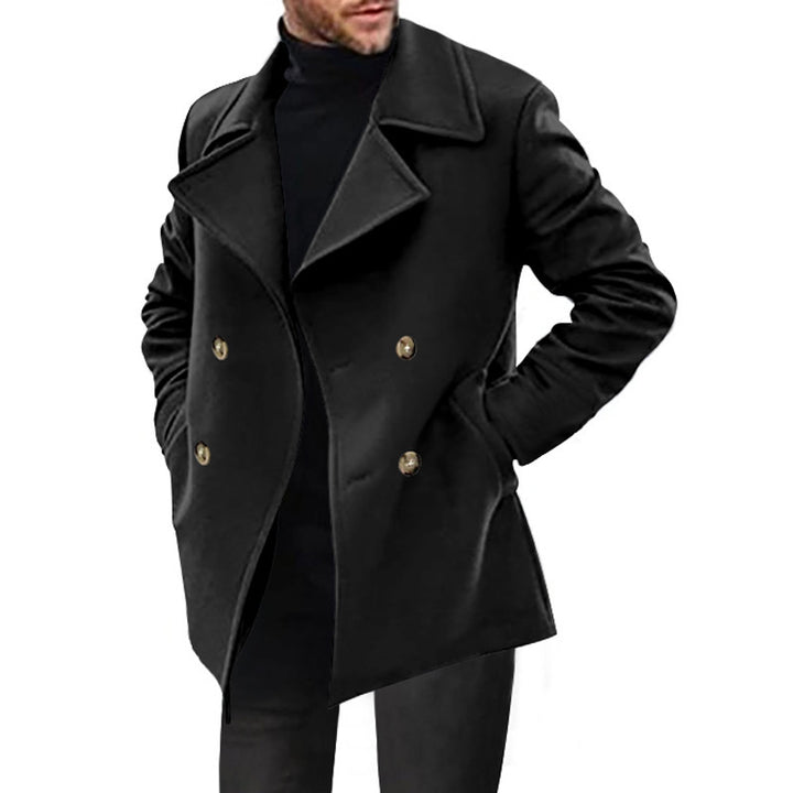 Herren Zweireihiger taillierter Peacoat mit breitem Revers und Eingrifftaschen Echoarchiv