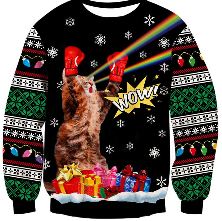 Damen Lustiger Sweatshirt mit einzigartigem Katzenmotiv Echoarchiv