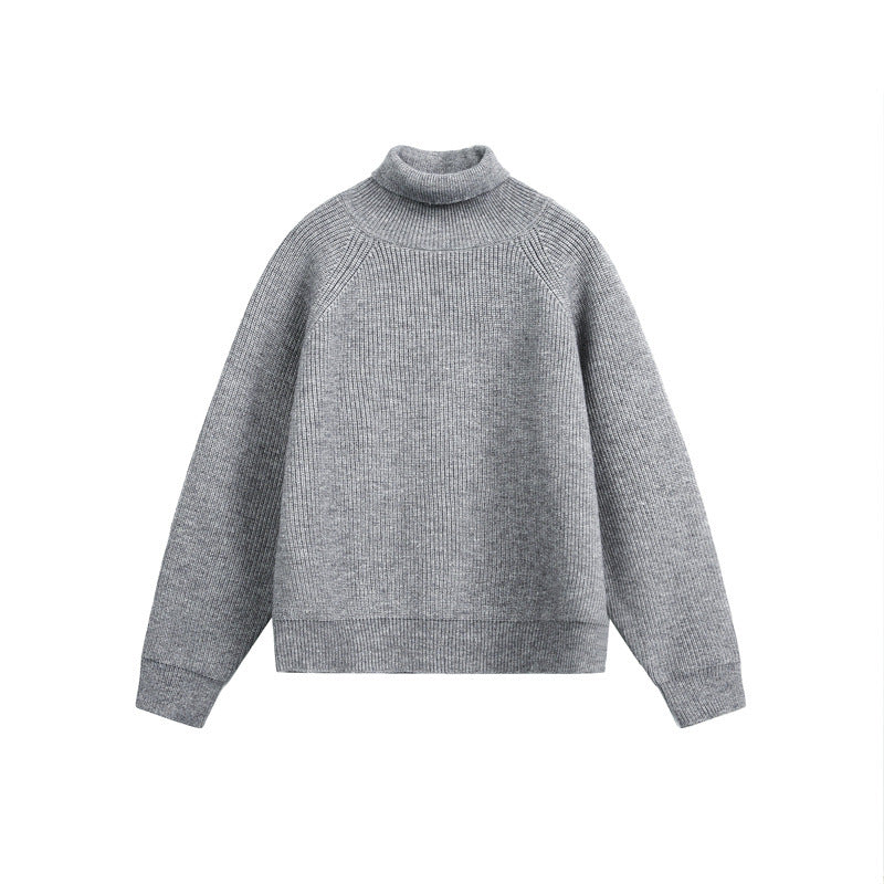 Unisex Rollkragenpullover aus grobem Rippstrick mit Raglanärmeln und geradem Saum Echoarchiv