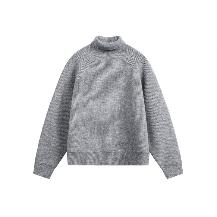 Unisex Rollkragenpullover aus grobem Rippstrick mit Raglanärmeln und geradem Saum Echoarchiv