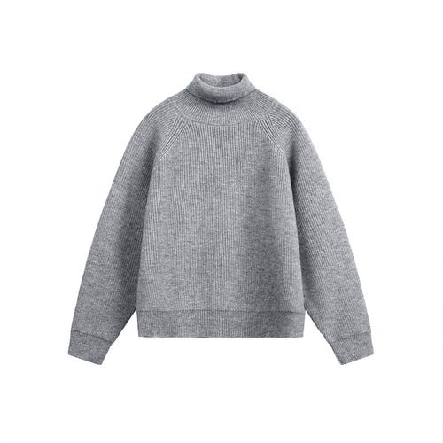 Unisex Rollkragenpullover aus grobem Rippstrick mit Raglanärmeln und geradem Saum Echoarchiv