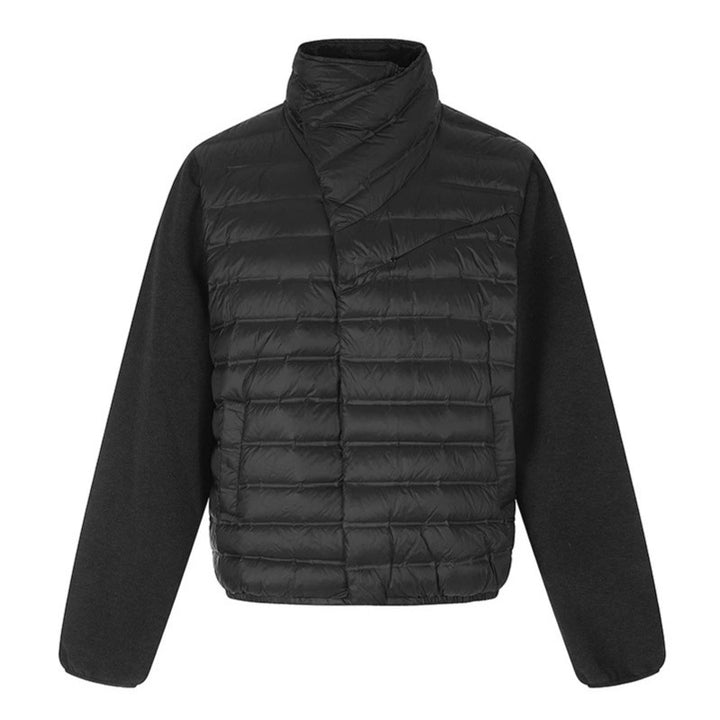 Damen gesteppte Hybrid-Jacke mit asymmetrischem Schalkragen und elastischem Bund Echoarchiv