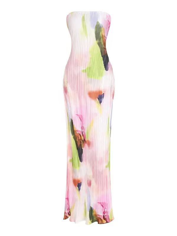 Damen figurbetontes Strapless-Kleid mit floralen Elementen Echo Archiv