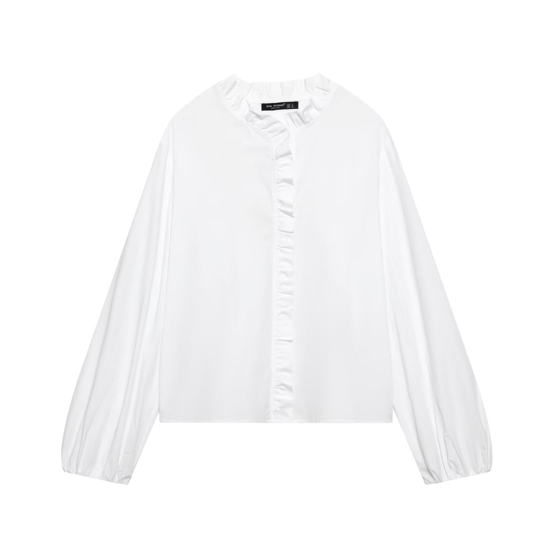 Damen Gestreifte Cropped-Bluse mit Rüschendetail und Ballonärmeln Echoarchiv