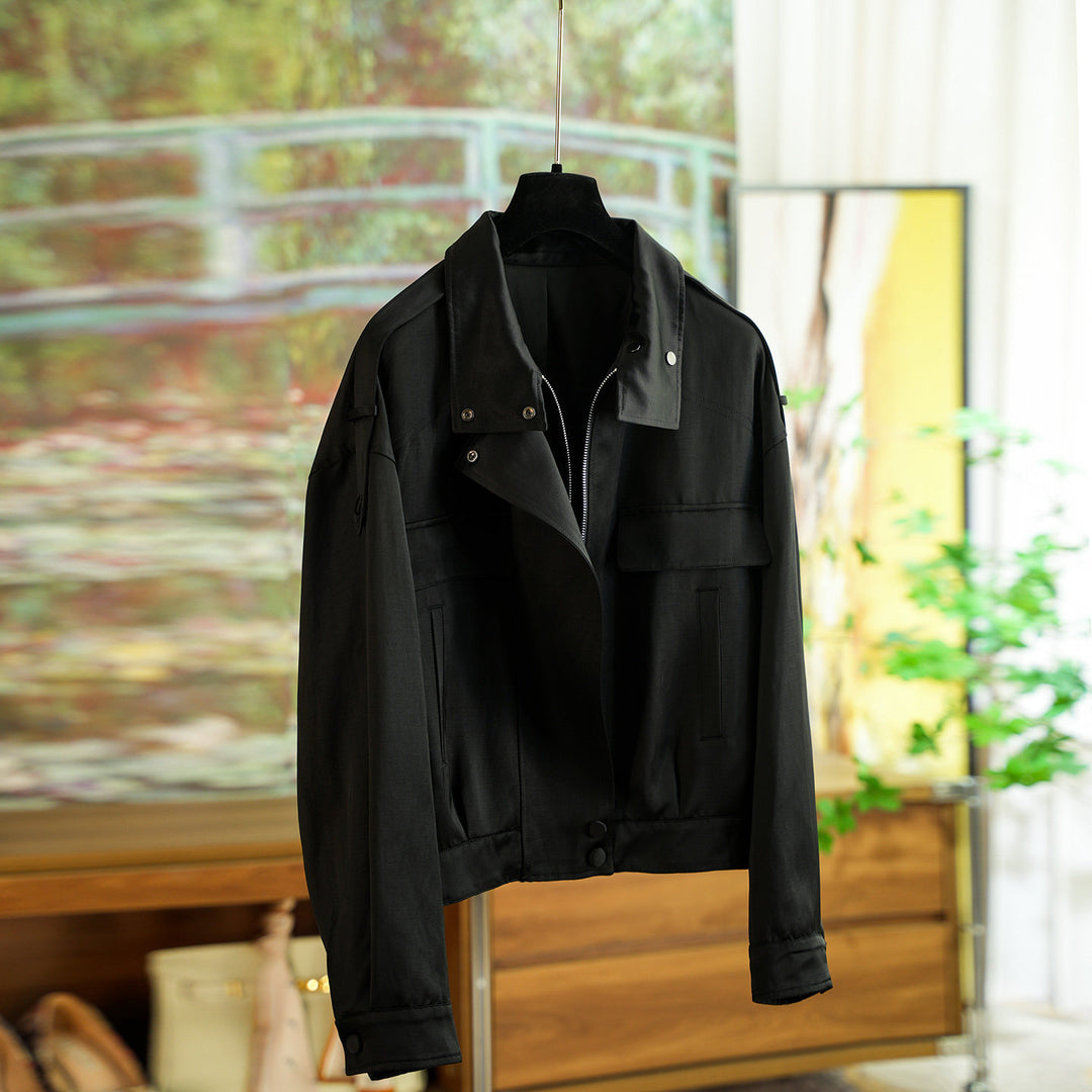 Damen elegante Utility-Jacke mit hohem Kragen Echoarchiv