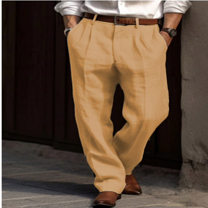 Herren elegante Leinenhose mit lässiger Schnittführung und atmungsaktiven Eigenschaften Echoarchiv