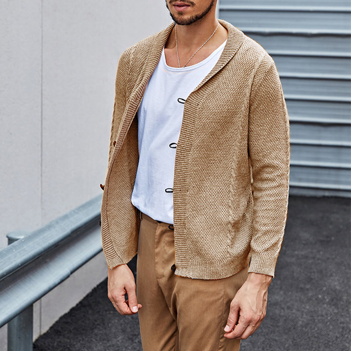 Herren Feinstrick-Cardigan mit Schalkragen, Karabiner-Verschlüssen und Strukturstrick Echo Archiv