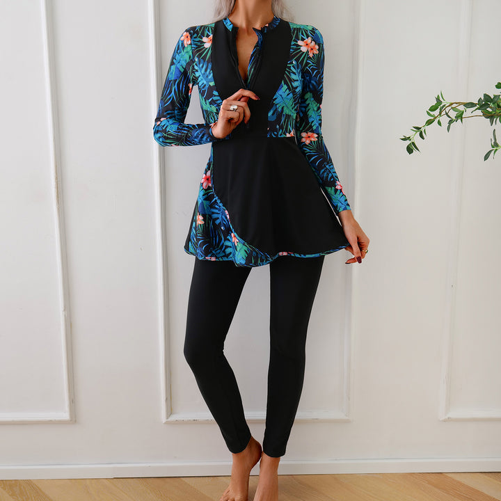 Damen Modischer Badeset mit langer Tunika und Leggings Echo Archiv