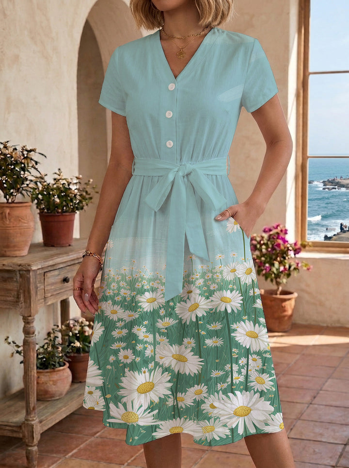 Damen lässiges Kleid mit modernem Leoprint und taillierbarem Gürtel Echo Archiv