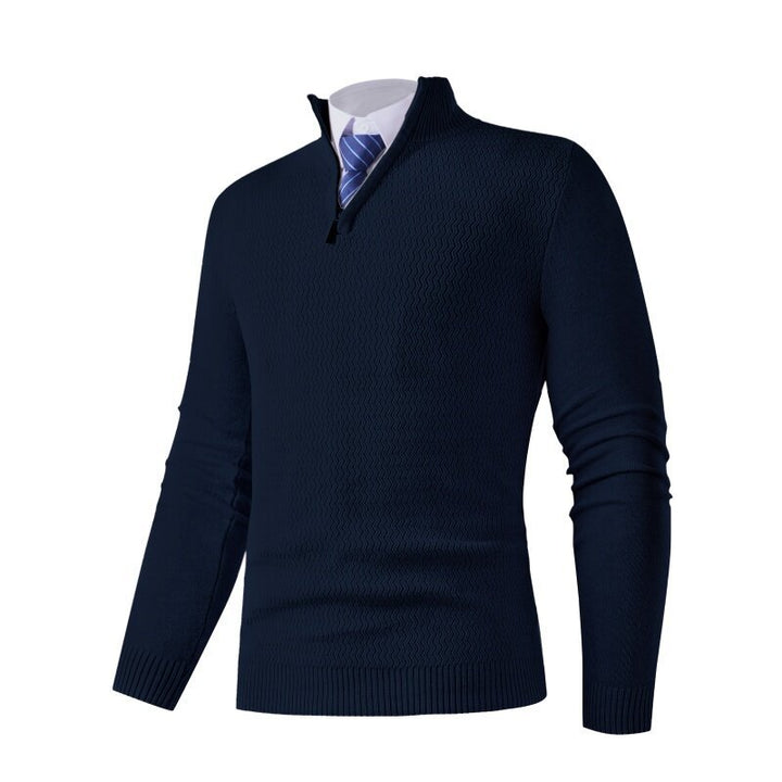 Herren Strickpullover mit modernem Stehkragen und strukturiertem Design Echoarchiv
