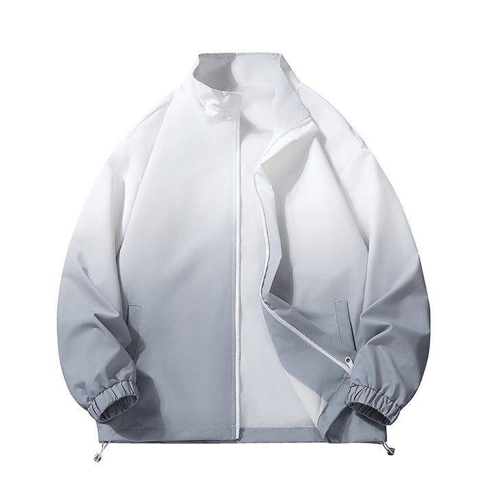 Herren leichte Farbverlauf Windbreakerjacke mit Stehkragen, durchgehendem Reißverschluss & Kordelzugsaum Echoarchiv