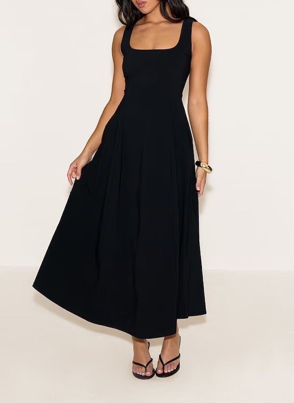 Damen Midikleid mit quadratischem Ausschnitt und weitem Rock Echo Archiv