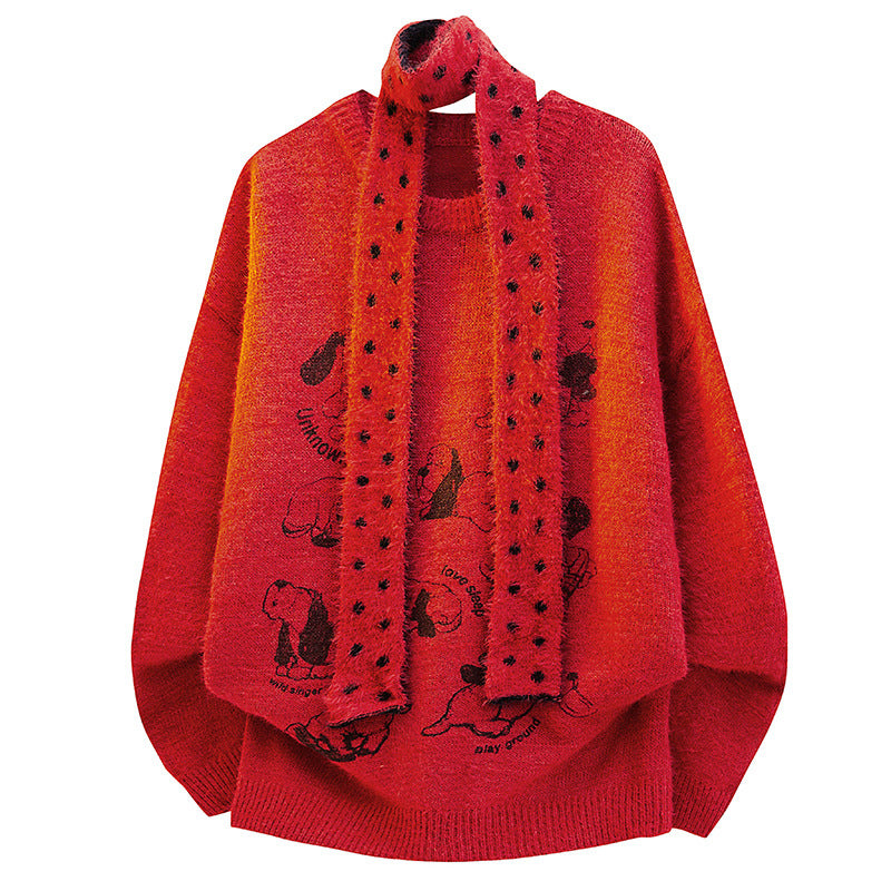 Damen Grobstrickpullover mit Tiermotiv Echoarchiv
