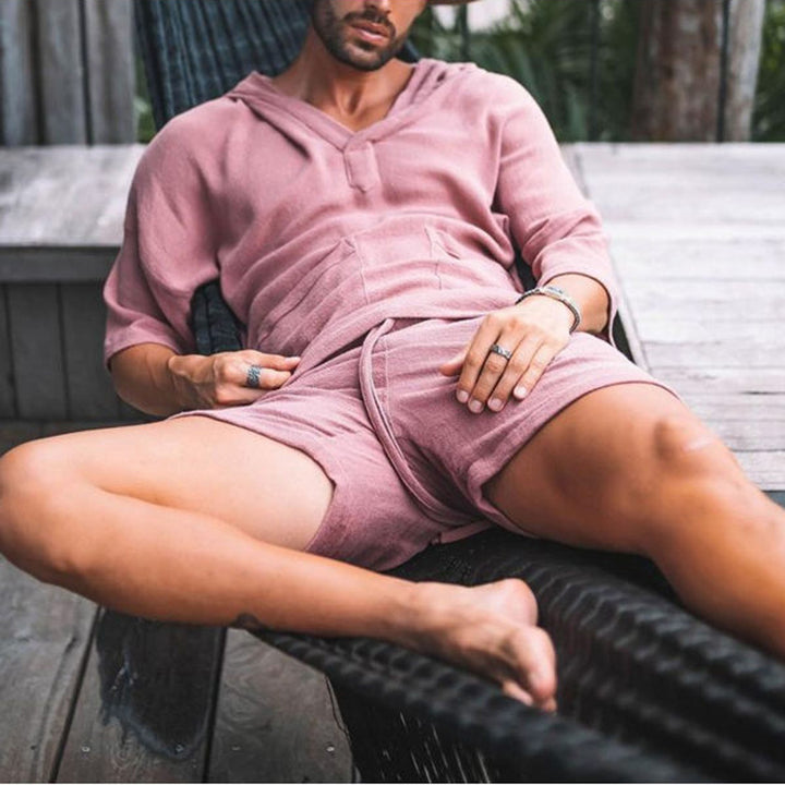 Herren lässiges Kurzarm-Hoodie mit praktischen Taschen und modernem Design Echoarchiv