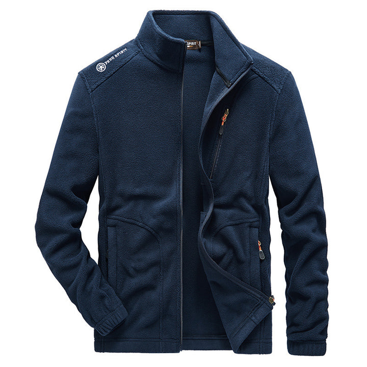 Herren Fleece-Outdoorblouson mit hohem Stehkragen, Brustreißverschluss und wärmender Innenstruktur – Taviero
